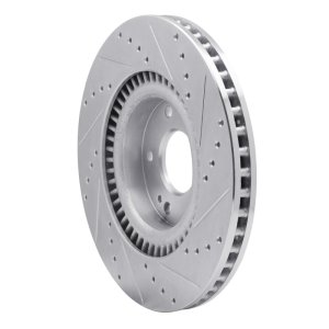 Hyundai TUCSON Brake Rotor (1) - Front Left - R1 Concepts - Drilled & Slotted - Silver - `11-`25